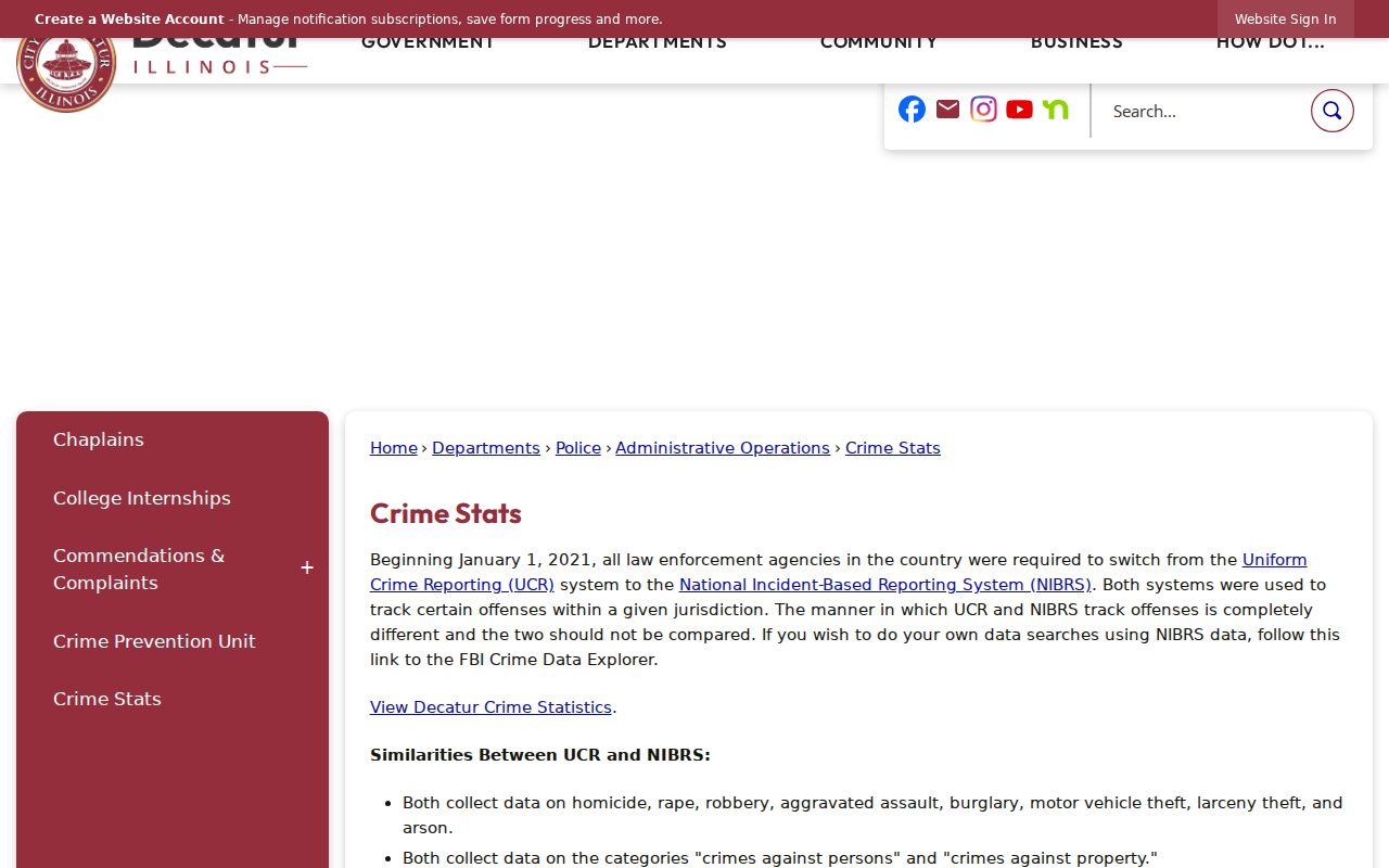 Decatur official crime statistics and NIBRS explanation