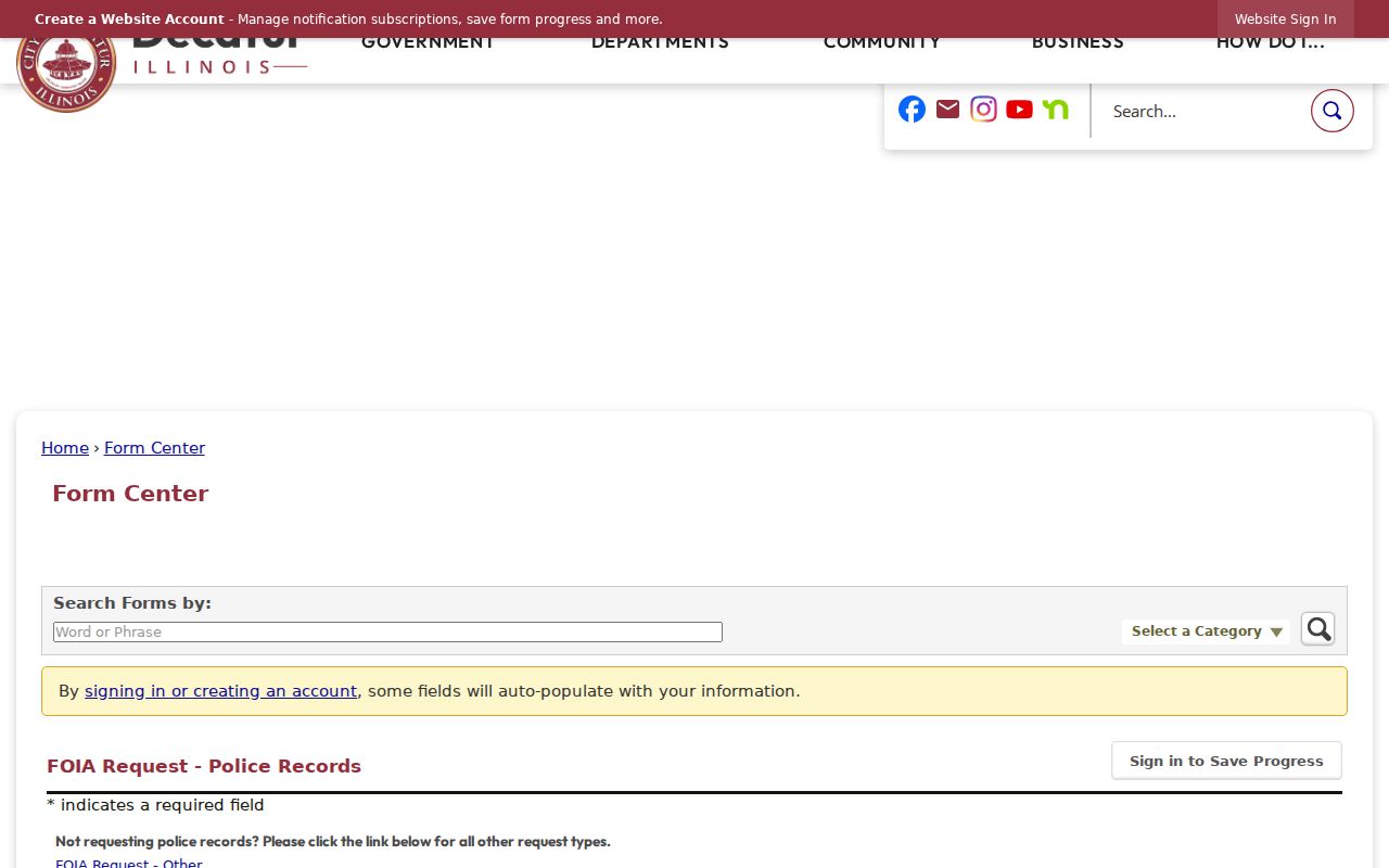 Decatur Police online FOIA request form