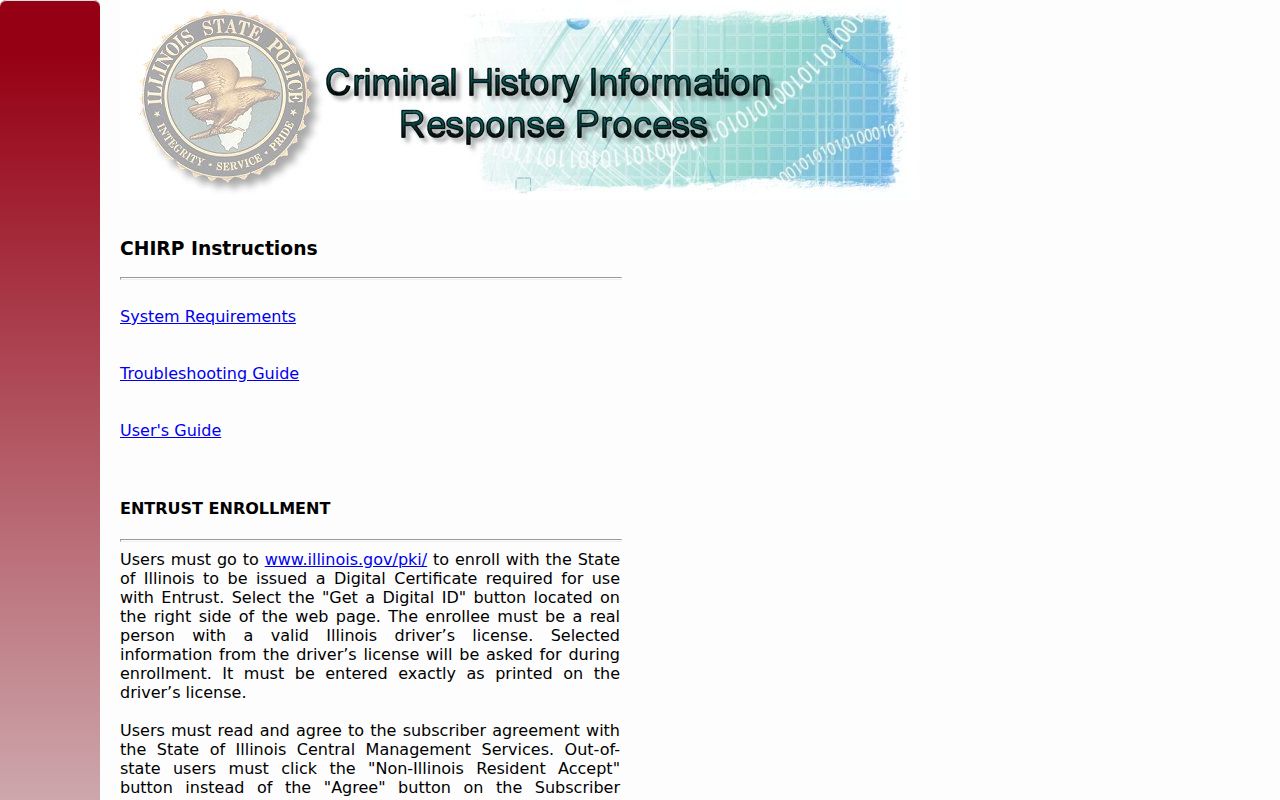 Illinois CHIRP criminal history portal login