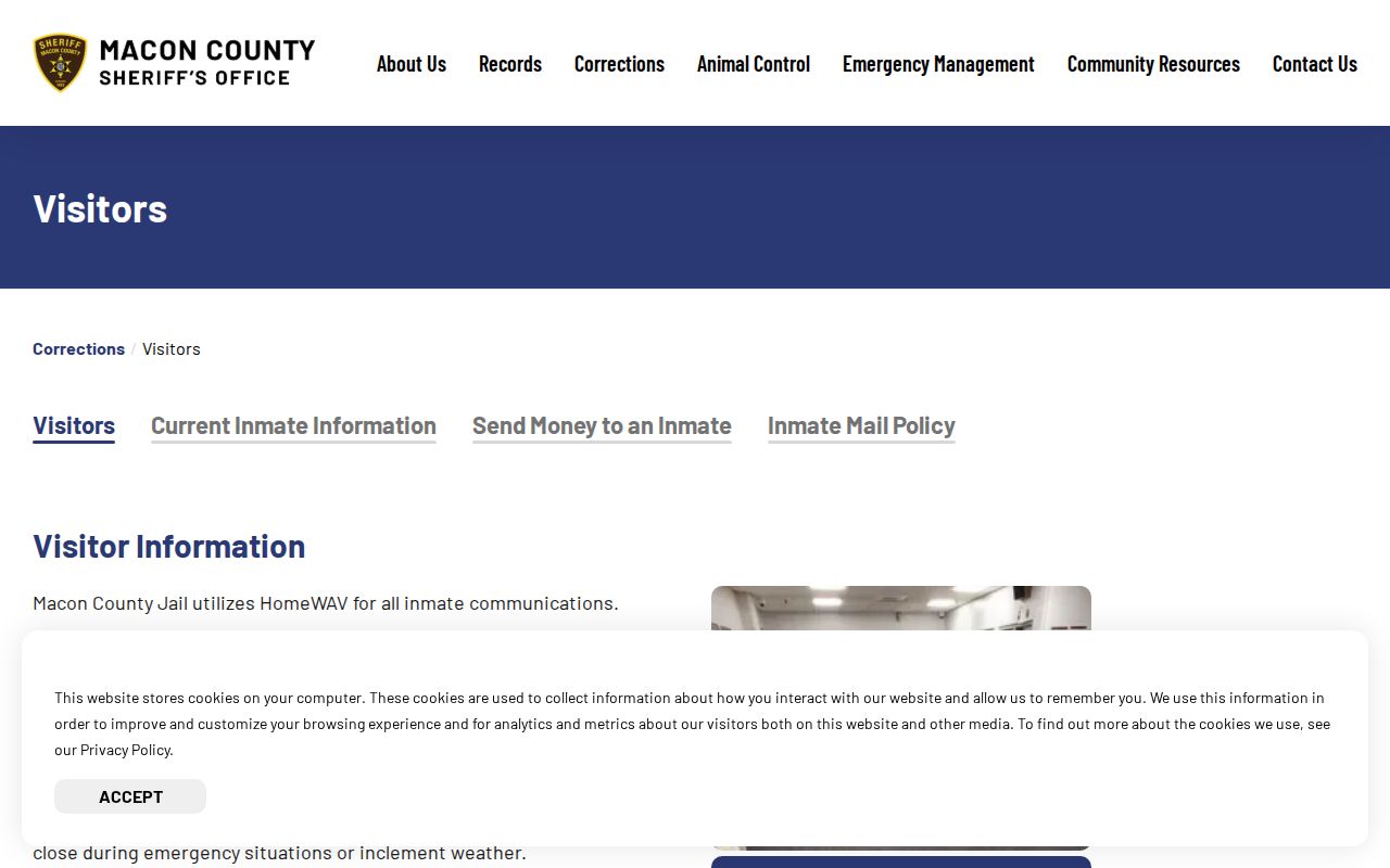 Macon County criminal history jail and HomeWAV page
