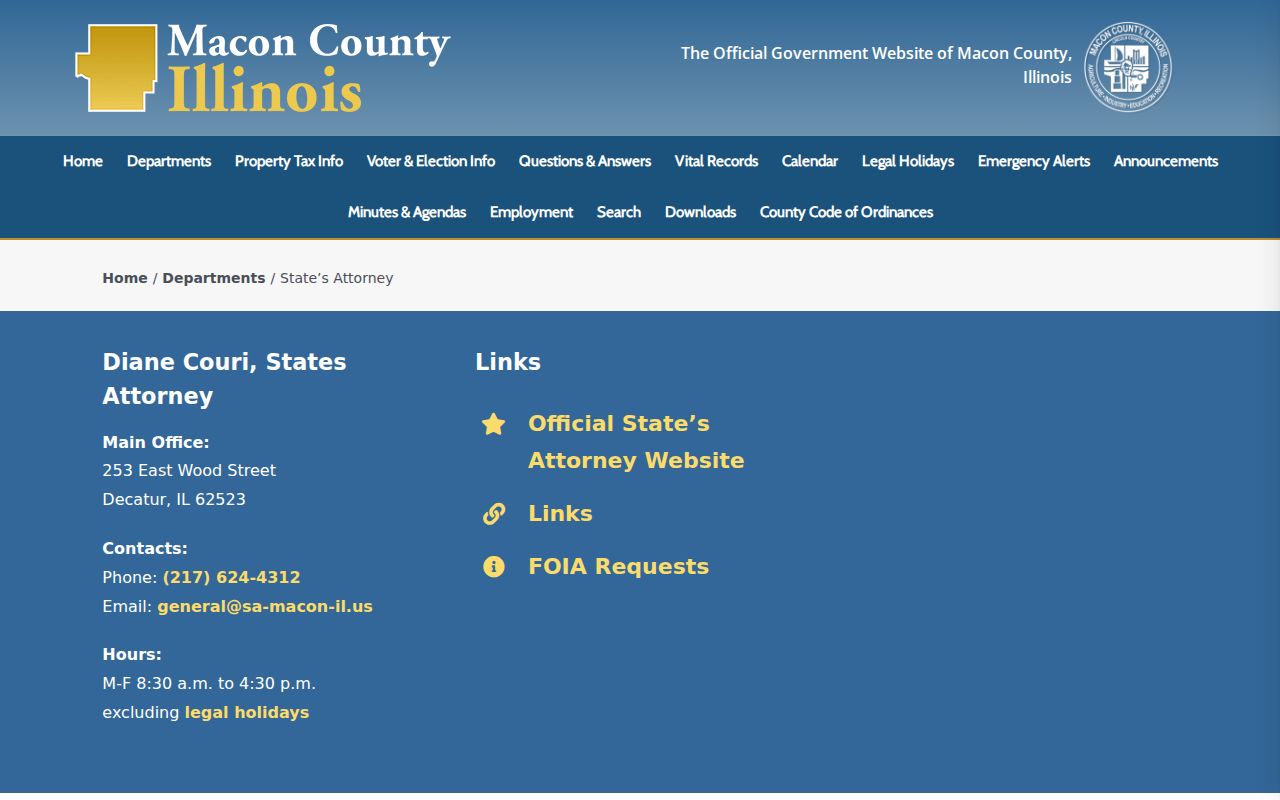 Macon County criminal records State's Attorney divisions